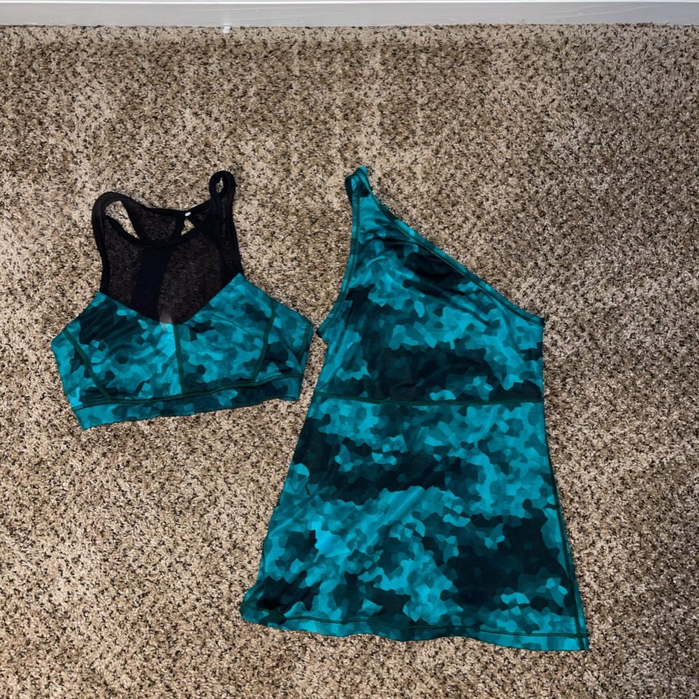 lululemon green bra and tank set